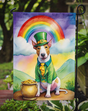 Load image into Gallery viewer, English Bull Terrier St. Patrick’s Day Garden Flag – Dog with Pot of Gold &amp; Rainbow Yard Decor