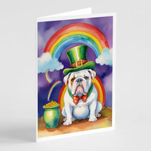 Load image into Gallery viewer, English Bulldog St Patrick's Day Greeting Cards - Blank Note Cards – 8-Pack of Artist-Designed Cards with Envelopes