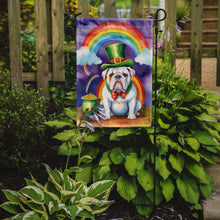 Load image into Gallery viewer, English Bulldog St. Patrick’s Day Garden Flag – Dog with Pot of Gold &amp; Rainbow Yard Decor
