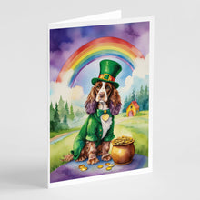 Load image into Gallery viewer, English Cocker Spaniel St Patrick's Day Greeting Cards - Blank Note Cards – 8-Pack of Artist-Designed Cards with Envelopes
