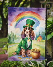 Load image into Gallery viewer, English Cocker Spaniel St. Patrick’s Day Garden Flag – Dog with Pot of Gold &amp; Rainbow Yard Decor
