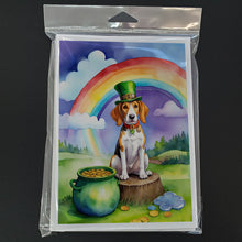 Load image into Gallery viewer, English Foxhound St Patrick's Day Greeting Cards - Blank Note Cards – 8-Pack of Artist-Designed Cards with Envelopes