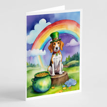 Load image into Gallery viewer, English Foxhound St Patrick's Day Greeting Cards - Blank Note Cards – 8-Pack of Artist-Designed Cards with Envelopes