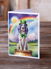 Load image into Gallery viewer, English Setter St Patrick's Day Greeting Cards - Blank Note Cards – 8-Pack of Artist-Designed Cards with Envelopes