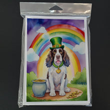 Load image into Gallery viewer, English Springer Spaniel St Patrick's Day Greeting Cards - Blank Note Cards – 8-Pack of Artist-Designed Cards with Envelopes