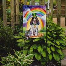Load image into Gallery viewer, English Springer Spaniel St. Patrick’s Day Garden Flag – Dog with Pot of Gold &amp; Rainbow Yard Decor