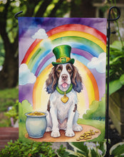 Load image into Gallery viewer, English Springer Spaniel St. Patrick’s Day Garden Flag – Dog with Pot of Gold &amp; Rainbow Yard Decor