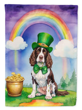Load image into Gallery viewer, English Springer Spaniel St. Patrick’s Day Garden Flag – Dog with Pot of Gold &amp; Rainbow Yard Decor