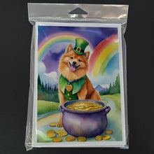 Load image into Gallery viewer, Finnish Spitz St Patrick's Day Greeting Cards - Blank Note Cards – 8-Pack of Artist-Designed Cards with Envelopes