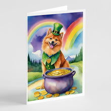 Load image into Gallery viewer, Finnish Spitz St Patrick's Day Greeting Cards - Blank Note Cards – 8-Pack of Artist-Designed Cards with Envelopes