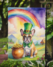 Load image into Gallery viewer, French Bulldog St. Patrick’s Day Garden Flag – Dog with Pot of Gold &amp; Rainbow Yard Decor