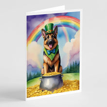 Load image into Gallery viewer, German Shepherd St Patrick's Day Greeting Cards - Blank Note Cards – 8-Pack of Artist-Designed Cards with Envelopes