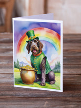 Load image into Gallery viewer, German Wirehaired Pointer St Patrick's Day Greeting Cards - Blank Note Cards – 8-Pack of Artist-Designed Cards with Envelopes