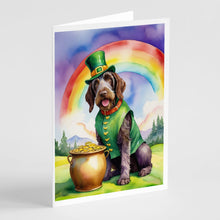 Load image into Gallery viewer, German Wirehaired Pointer St Patrick's Day Greeting Cards - Blank Note Cards – 8-Pack of Artist-Designed Cards with Envelopes