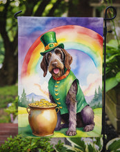 Load image into Gallery viewer, German Wirehaired Pointer St. Patrick’s Day Garden Flag – Dog with Pot of Gold &amp; Rainbow Yard Decor