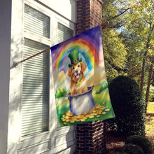 Load image into Gallery viewer, Golden Retriever St Patrick's Day House Flag