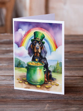 Load image into Gallery viewer, Gordon Setter St Patrick's Day Greeting Cards - Blank Note Cards – 8-Pack of Artist-Designed Cards with Envelopes