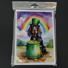 Load image into Gallery viewer, Gordon Setter St Patrick's Day Greeting Cards - Blank Note Cards – 8-Pack of Artist-Designed Cards with Envelopes