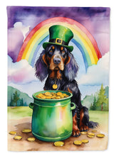 Load image into Gallery viewer, Gordon Setter St. Patrick’s Day Garden Flag – Dog with Pot of Gold &amp; Rainbow Yard Decor