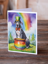 Load image into Gallery viewer, Great Dane St Patrick's Day Greeting Cards - Blank Note Cards – 8-Pack of Artist-Designed Cards with Envelopes