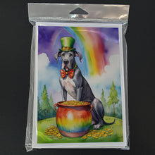 Load image into Gallery viewer, Great Dane St Patrick's Day Greeting Cards - Blank Note Cards – 8-Pack of Artist-Designed Cards with Envelopes