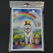 Load image into Gallery viewer, Great Pyrenees St Patrick's Day Greeting Cards - Blank Note Cards – 8-Pack of Artist-Designed Cards with Envelopes