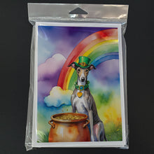 Load image into Gallery viewer, Greyhound St Patrick's Day Greeting Cards - Blank Note Cards – 8-Pack of Artist-Designed Cards with Envelopes