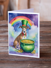 Load image into Gallery viewer, Greyhound St Patrick's Day Greeting Cards - Blank Note Cards – 8-Pack of Artist-Designed Cards with Envelopes