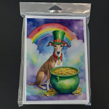 Load image into Gallery viewer, Greyhound St Patrick's Day Greeting Cards - Blank Note Cards – 8-Pack of Artist-Designed Cards with Envelopes