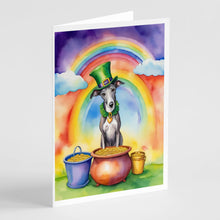 Load image into Gallery viewer, Greyhound St Patrick's Day Greeting Cards - Blank Note Cards – 8-Pack of Artist-Designed Cards with Envelopes