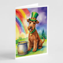 Load image into Gallery viewer, Irish Terrier St Patrick's Day Greeting Cards - Blank Note Cards – 8-Pack of Artist-Designed Cards with Envelopes