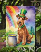 Load image into Gallery viewer, Irish Terrier St. Patrick’s Day Garden Flag – Dog with Pot of Gold &amp; Rainbow Yard Decor