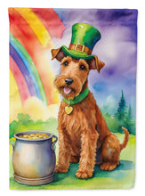 Load image into Gallery viewer, Irish Terrier St. Patrick’s Day Garden Flag – Dog with Pot of Gold &amp; Rainbow Yard Decor