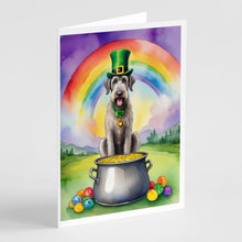 Load image into Gallery viewer, Irish Wolfhound St Patrick's Day Greeting Cards - Blank Note Cards – 8-Pack of Artist-Designed Cards with Envelopes