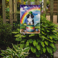 Load image into Gallery viewer, Japanese Chin St. Patrick’s Day Garden Flag – Dog with Pot of Gold &amp; Rainbow Yard Decor