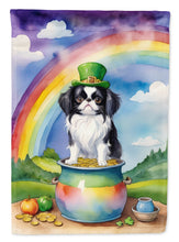 Load image into Gallery viewer, Japanese Chin St. Patrick’s Day Garden Flag – Dog with Pot of Gold &amp; Rainbow Yard Decor