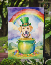 Load image into Gallery viewer, Labrador Retriever St. Patrick’s Day Garden Flag – Dog with Pot of Gold &amp; Rainbow Yard Decor