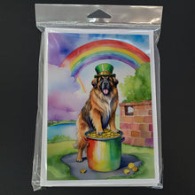 Load image into Gallery viewer, Leonberger St Patrick's Day Greeting Cards - Blank Note Cards – 8-Pack of Artist-Designed Cards with Envelopes