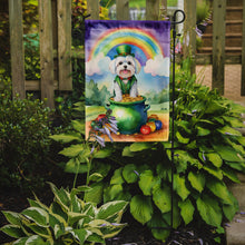 Load image into Gallery viewer, Maltese St. Patrick’s Day Garden Flag – Dog with Pot of Gold &amp; Rainbow Yard Decor