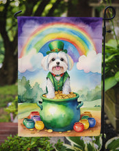 Load image into Gallery viewer, Maltese St. Patrick’s Day Garden Flag – Dog with Pot of Gold &amp; Rainbow Yard Decor