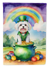 Load image into Gallery viewer, Maltese St. Patrick’s Day Garden Flag – Dog with Pot of Gold &amp; Rainbow Yard Decor
