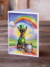 Load image into Gallery viewer, Miniature Pinscher St Patrick's Day Greeting Cards - Blank Note Cards – 8-Pack of Artist-Designed Cards with Envelopes