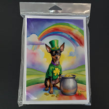 Load image into Gallery viewer, Miniature Pinscher St Patrick's Day Greeting Cards - Blank Note Cards – 8-Pack of Artist-Designed Cards with Envelopes