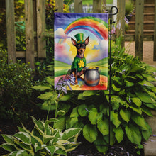 Load image into Gallery viewer, Miniature Pinscher St. Patrick’s Day Garden Flag – Dog with Pot of Gold &amp; Rainbow Yard Decor
