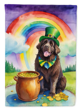 Load image into Gallery viewer, Newfoundland St. Patrick’s Day Garden Flag – Dog with Pot of Gold &amp; Rainbow Yard Decor