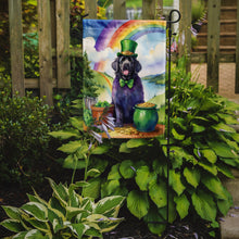Load image into Gallery viewer, Newfoundland St. Patrick’s Day Garden Flag – Dog with Pot of Gold &amp; Rainbow Yard Decor