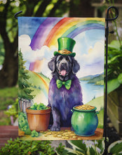 Load image into Gallery viewer, Newfoundland St. Patrick’s Day Garden Flag – Dog with Pot of Gold &amp; Rainbow Yard Decor