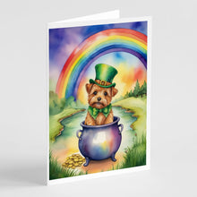Load image into Gallery viewer, Norfolk Terrier St Patrick's Day Greeting Cards - Blank Note Cards – 8-Pack of Artist-Designed Cards with Envelopes