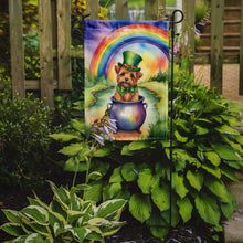 Load image into Gallery viewer, Norfolk Terrier St. Patrick’s Day Garden Flag – Dog with Pot of Gold &amp; Rainbow Yard Decor