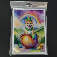 Load image into Gallery viewer, Norwegian Buhund St Patrick's Day Greeting Cards - Blank Note Cards – 8-Pack of Artist-Designed Cards with Envelopes